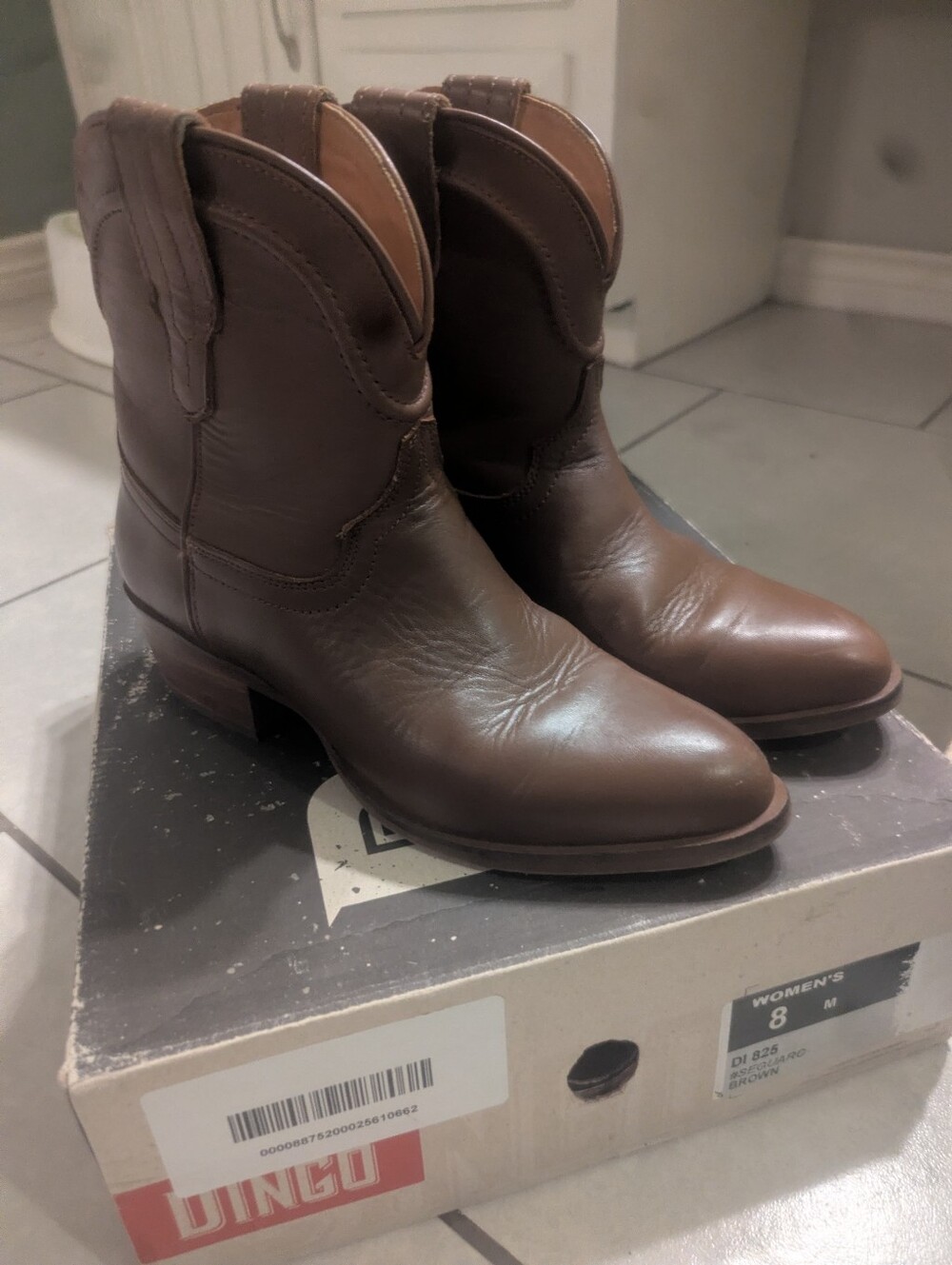 Dingo Brown Leather Western Ankle Boots